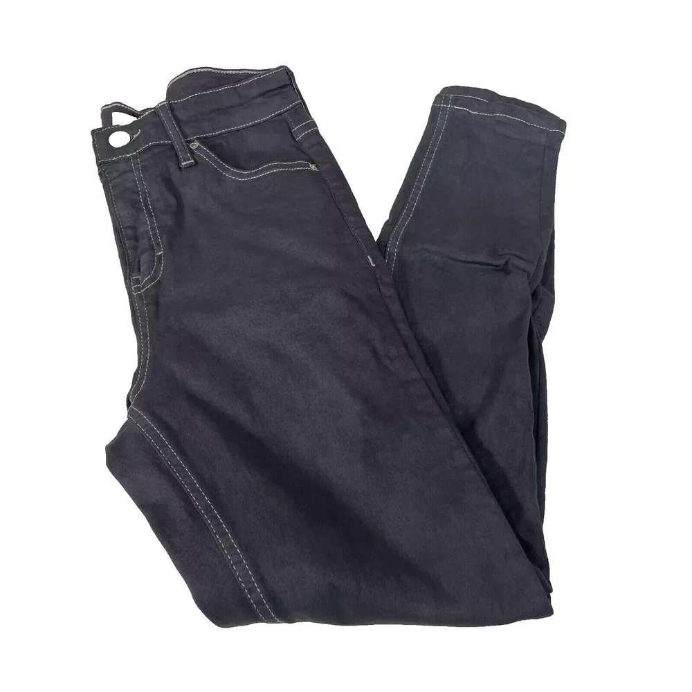 Topshop Moto Jamie Mid Rise Black Skinny Jeans Womens 25 Dark Wash Pockets Zip